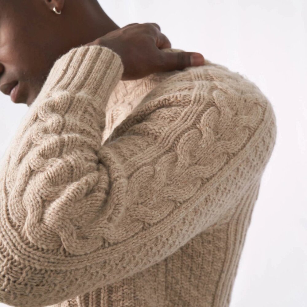 Vintage Pendleton wool fisherman cable weave crew neck sweater westerly beige XL